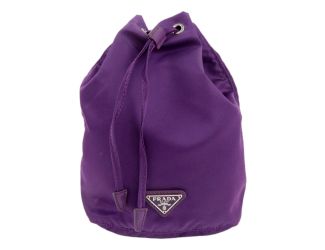 Prada UVA Purple Tessuto Nylon Triangle Logo Drawstring Bucket Bag