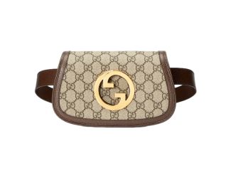 Gucci Blondie GG Supreme Canvas Brown Leather Belt Bag Size 65