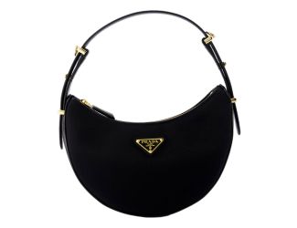 Prada Arqué Re-Nylon and Brushed Leather Black Shoulder Bag