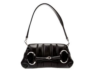 Gucci Horsebit Vertical Quilted Leather Small Chain Shoulder Bag Black