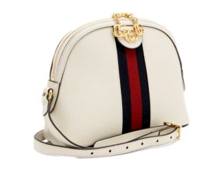 Gucci Ophidia Dome Sherry Leather Web Stripe Cream White Crossbody Handbag