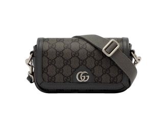 Gucci Ophidia Super Mini GG Supreme Canvas Shoulder Bag Gray Black