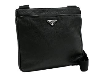 Prada City Vitello Leather Black Messenger Crossbody Bag