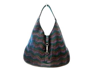 Gucci Jackie Python Leather Green Purple Large Shoulder Bag