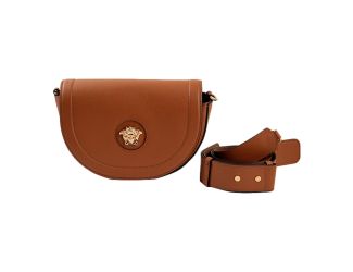Versace La Medusa Vitello Leather Half Moon Crossbody Bag Summer