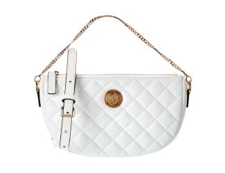 Versace La Medusa Half Moon Quilted Nappa Leather White Crossbody Bag
