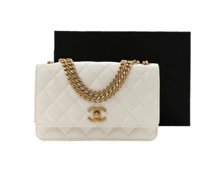 Chanel Pillow Crush Lambskin Quilted Wallet On Chain White Crossbody Bag