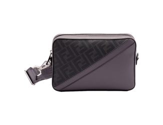 Fendi Diagonal FF Jacquard Acciaio Gray Camera Crossbody Bag