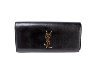 Saint Laurent Cassandre Classic Monogram Black Leather Clutch