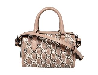 Gucci GG Shadow Monogram Canvas Leather Mini Bowler Bag Beige Black