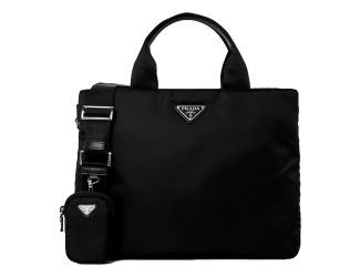 Prada Vela Re-Nylon Black Tote Bag Triangle Logo Crossbody with Pouch
