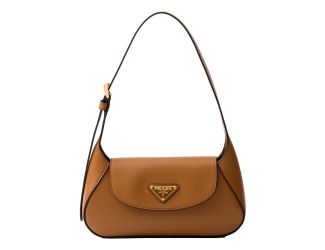 Prada City Flap Soft Calfskin Leather Shoulder Bag Caramel Brown