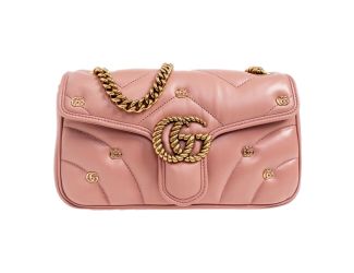 Gucci Marmont GG Embellished Pink Quilted Shoulder Bag