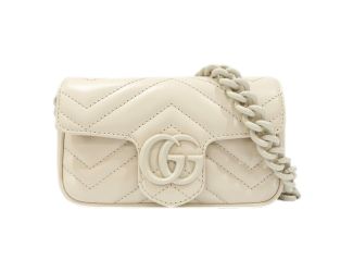 Gucci Marmont Leather Mini Monochrome White Belt Bag 80