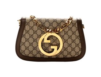 Gucci Blondie GG Supreme Canvas Leather Beige Ebony Shoulder Bag
