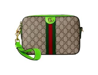 Gucci GG Supreme Canvas Ophidia Small Crossbody Web Stripe Neon Green