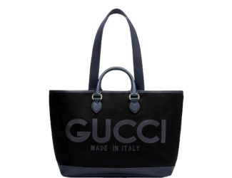 Gucci GG Supreme Canvas Black Navy Leather Large Tote Bag