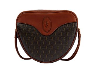 Saint Laurent Coeur Monogram Brown Canvas Leather Small Crossbody Bag