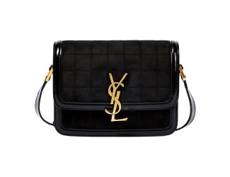 Saint Laurent Solferino Leather Black Quilted Suede Shoulder Bag