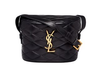 Saint Laurent June Quilted Leather Crossbody Bag in Black with Gold Hardware YSL Closure