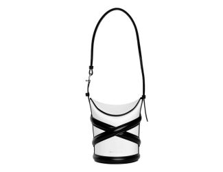 Alexander McQueen Curve Soft Ivory Black Calfskin Bucket Bag