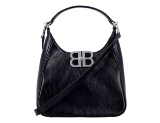 Balenciaga BB Soft Hobo Mini Black Smooth Calfskin Leather Shoulder Crossbody Bag