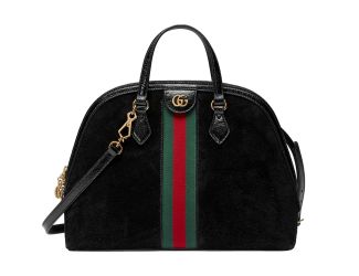 Gucci Ophidia Dome Black Suede Web Stripe Top Handle Satchel
