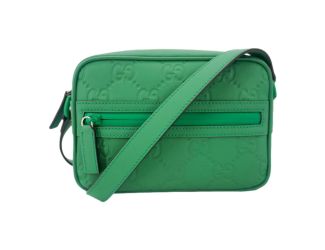 Gucci GG Rubber Effect Green Guccissima Leather Camera Crossbody Bag