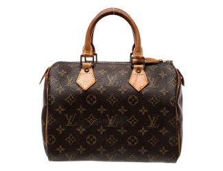 Louis Vuitton Speedy 25 Classic Monogram Canvas and Leather Duffle Handbag