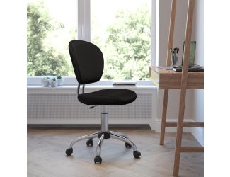 Mid-Back Black Mesh Padded Swivel Task Office Chair with Chrome Base