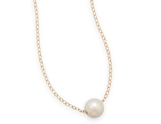 14k Gold-Filled and White Freshwater Pearl Necklace, 16"+2"