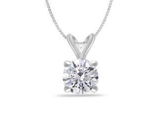 Bright White Round Lab Grown Diamond Pendant in 14K White Gold 0.60ct, Color-FG, Clarity-VS