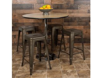 4 Pack 24" High Metal Indoor Counter Bar Stool - Stackable Stool, Gun Metal Gray