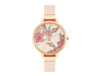 Women's Pink Floral Dial Strap Watch