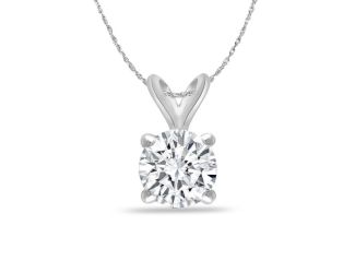 Bright White Round Lab Grown Diamond Pendant in 14K White Gold 0.70ct, Color-FG, Clarity-VVS