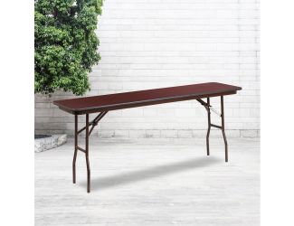 6-Foot Mahogany Melamine Laminate Folding Training/Seminar Table - Event Table