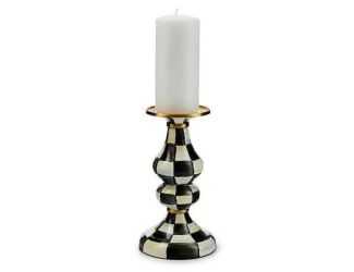 Sterling Check Medium Pillar Candlestick