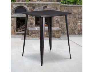 31.5" Square Black-Gold Metal Indoor-Outdoor Bar Height Table - Caf Table