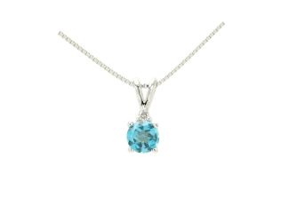 SS Swiss Blue Topaz w/0.03ct Round Diamond Pendant