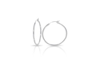 PARIKHS high polished 3.6mm Hoop Earrings rounded hinge in 925 Sterling Silver-25mm