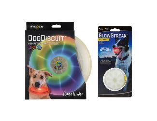 Flashflight Dog Discuit LED Flying Disc plus Glowstreak LED Ball