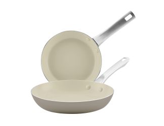 2pc Vibrance Ceramic Nonstick Fry Pan Set Champagne