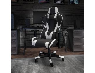 Racing Gaming Ergonomic Chair with Fully Reclining Back in Black LeatherSoft