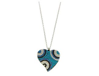 PARIKHS Rhodium Plated Blue Heart Necklace with CZ in 925 Sterling Silver