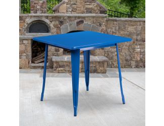 31.5" Square Blue Metal Indoor-Outdoor Table - Hospitality Furniture