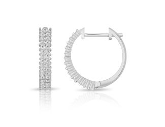 PARIKHS Princess cut Diamond Hoop Earring in 14K White Gold 0.65ct, Color-IJ, Clarity-VS2 SI1