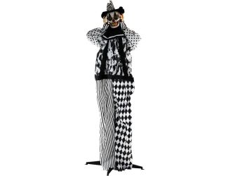 Life-Size Animatronic Clown with Lights and Sound, Indoor or Covered Outdoor Halloween Decoration