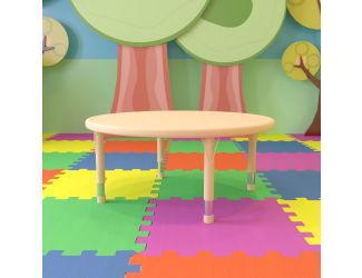 45" Round Natural Plastic Height Adjustable Activity Table - School Table for 4