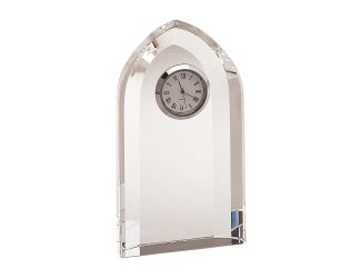 Optic Crystal Arched Clock, 6" H