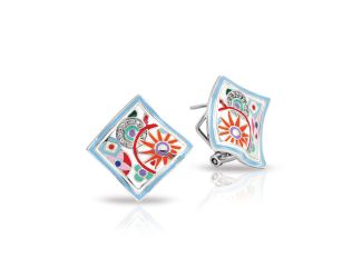 Belle Etoile Pashmina - Sterling Silver, Multicolor Enamel, White CZ Earring